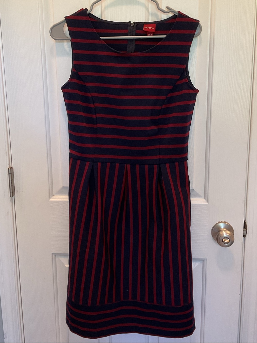 Merona Navy and Red Striped Sleeveless Dress